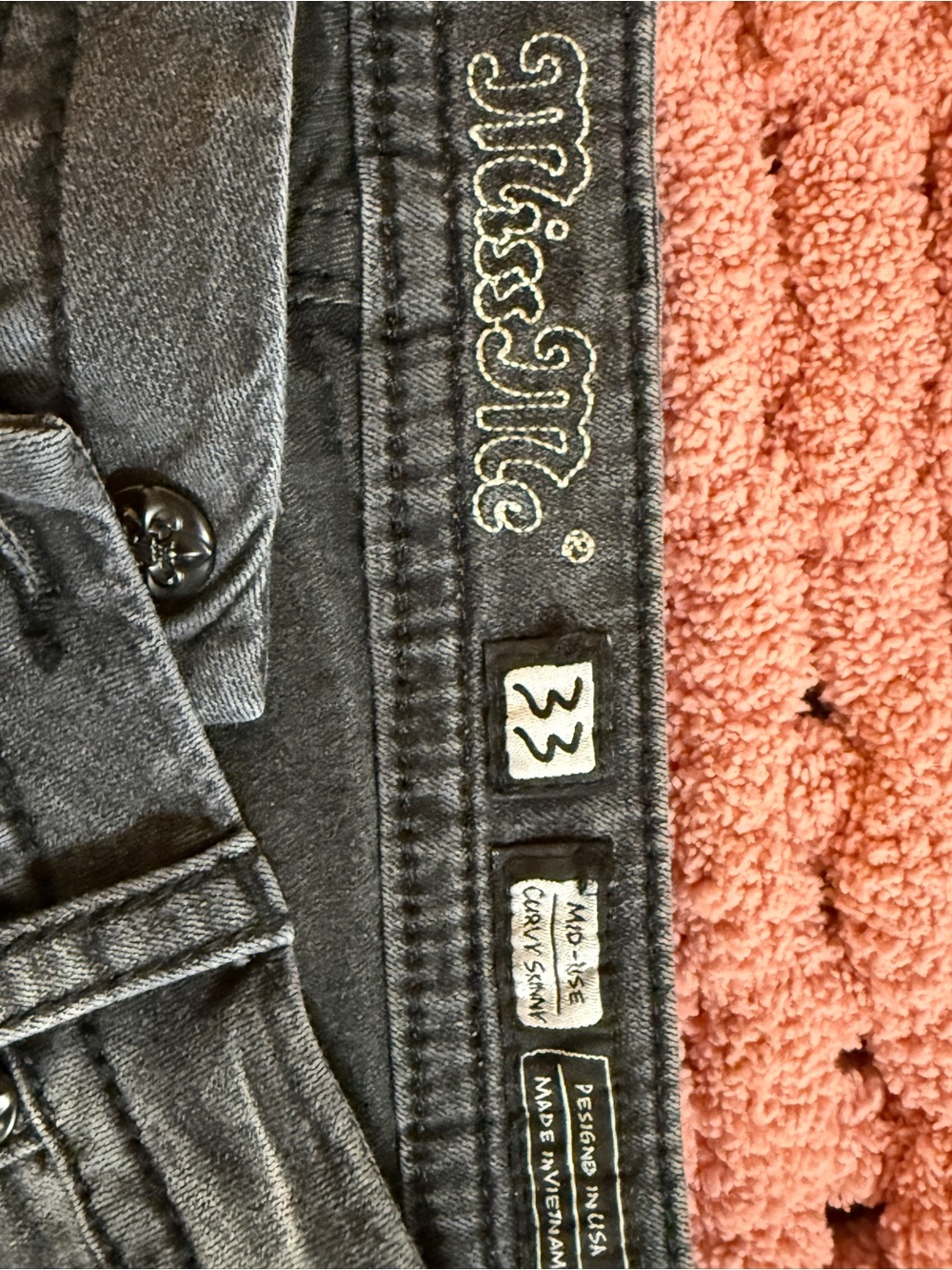Miss Me Black Skinny Jeans with Contrast Embroidery